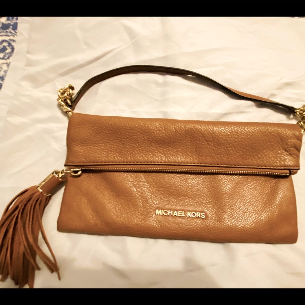 Michael Kors Leather Flap Handbag with Tassel